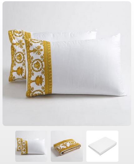 Versace Baroque Medusa Queen Size Bed Sheet Set 4 Pieces White Ebay